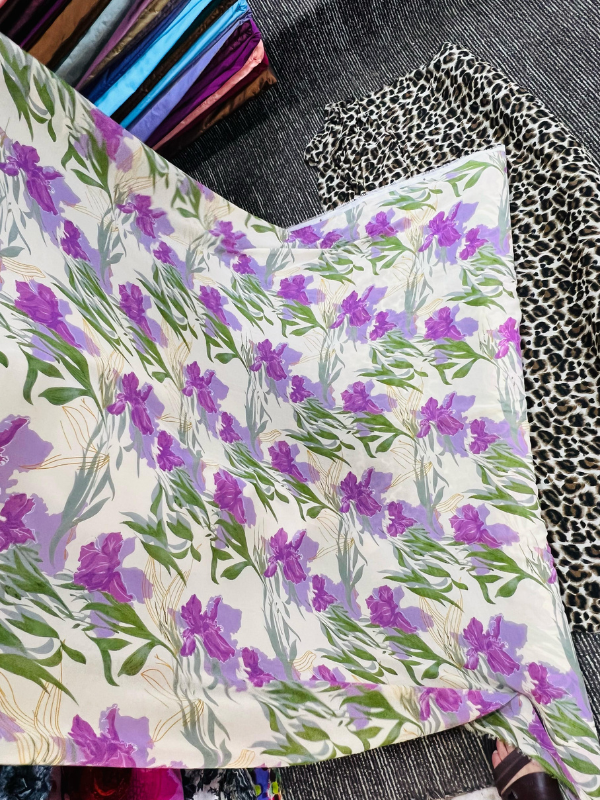 Royal Blue Abstract Printed Chiffon Fabric – 58” Width – Wholesale Bulk