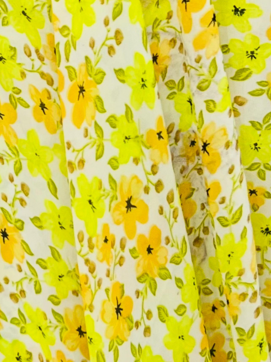 Breathable chiffon fabric for dupattas and designer wear - premium floral print - BulkWearz Pakistan
